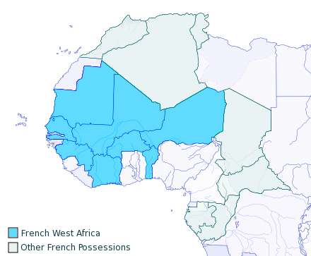 Historical map of French West Africa